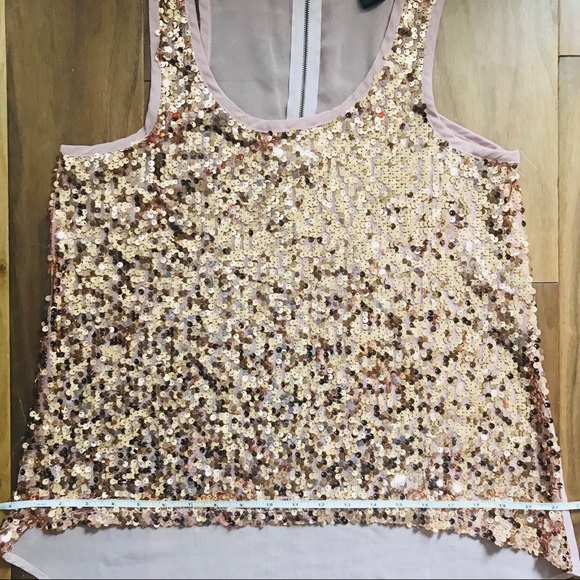 Sparkly blush & copper sequined boutique tank sz M - Picture 6 of 8